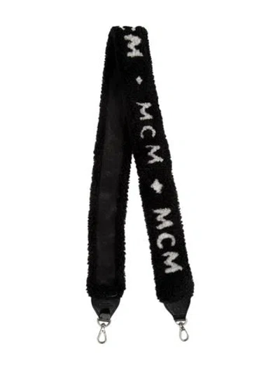 Pre-owned Mcm Faux Fur Bag Strap In Black/white