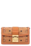 Mcm Faux Leather Wallet On Chain In Orange
