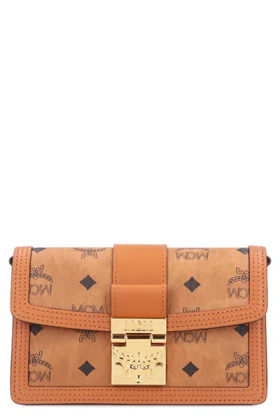 Mcm Faux Leather Wallet On Chain In Orange