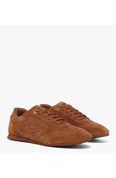 Mcm Federlite Lo Sneakers In Laurel Suede Leather In Brown