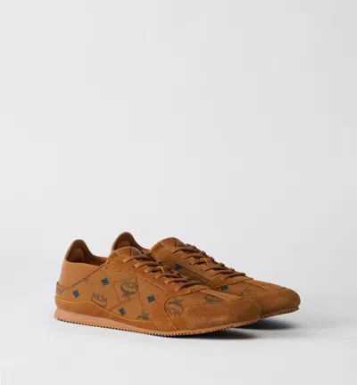 Mcm Federlite Sneakers In Nylon Suede Mix In Brown
