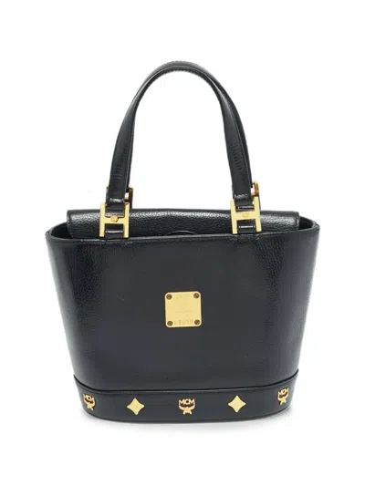 Pre-owned Mcm Flap Studded Bucket Tote Bag In Black