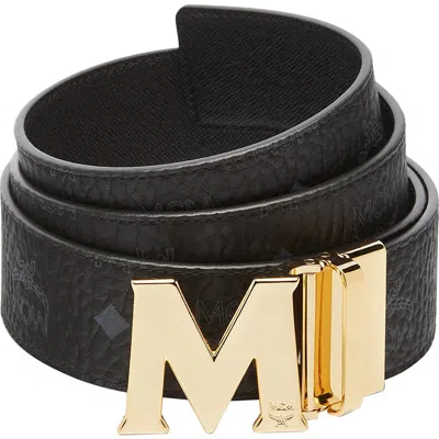 Mcm Flat M Reversible Belt In Black