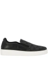 Mcm Canvas And Leather Slip Ons With Contrast Sole