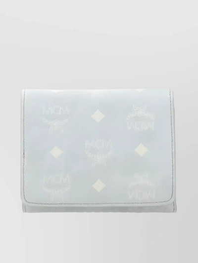 Mcm Foldable Wallet With Rear Zip Pocket In White