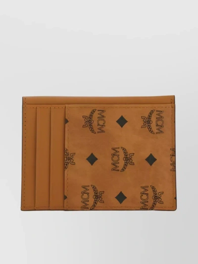 Mcm Folded Wallet With Striking Contrast Stitching In Brown