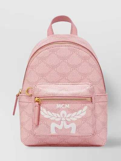 Mcm "front Zip Pocket" Backpack With Top Handle