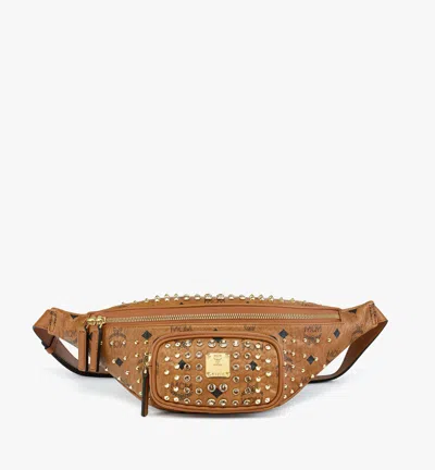 Mcm Fursten Belt Bag In Gold Crystal Visetos In Cognac