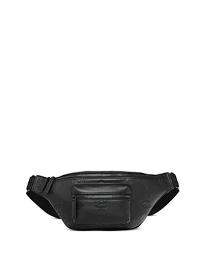 Mcm Fursten Medium Maxi Monogram Embossed Leather Belt Bag In Black