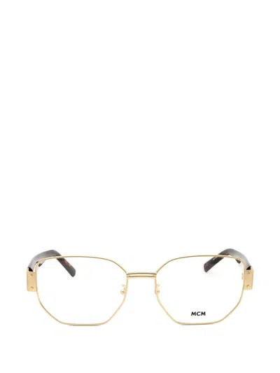 Mcm Geometric-frame Glasses In Gold