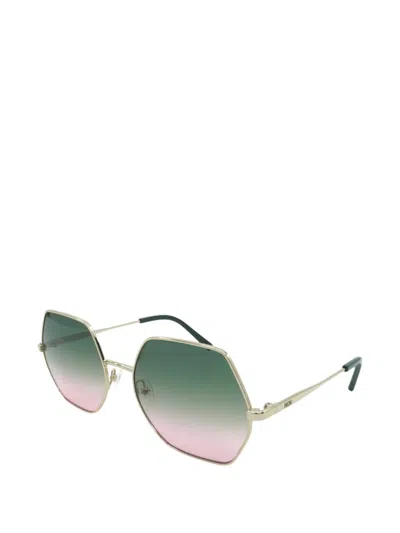 Mcm Geometric-frame Sunglasses In Gold
