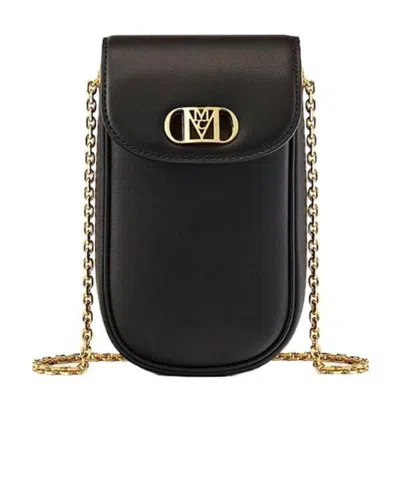 Mcm Gold-button Shoulder Bag In Black