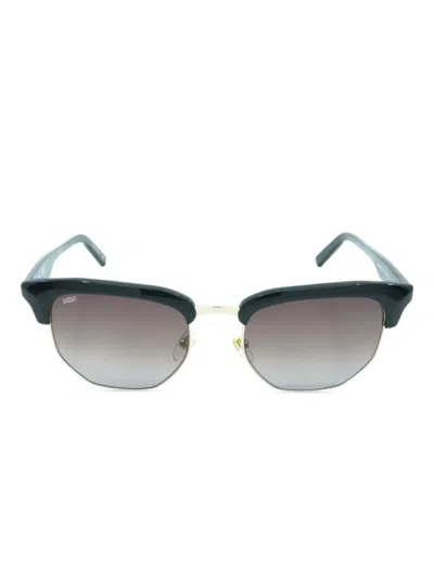 Mcm Gold-detail Geometric Sunglasses In Green