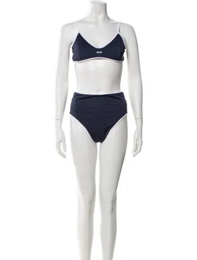 Pre-owned Mcm Graphic Print Bikini In Blue