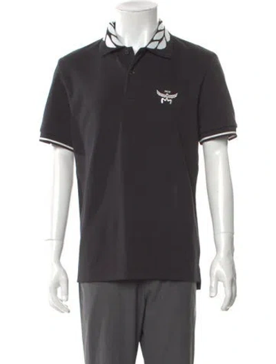 Pre-owned Mcm Graphic Print Collar Polo Shirt In Black