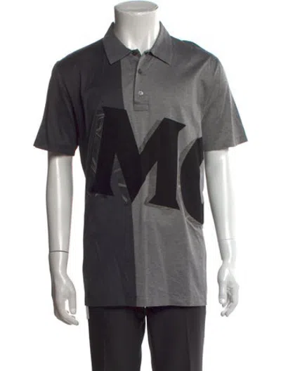 Pre-owned Mcm Graphic Print Collar Polo Shirt In Black