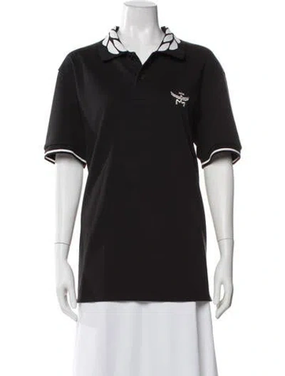 Pre-owned Mcm Graphic Print Collar Polo Shirt W/ Tags In Black