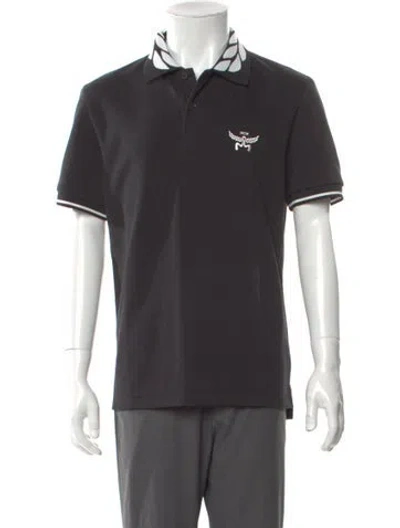 Pre-owned Mcm Graphic Print Collar Polo Shirt W/ Tags In Black