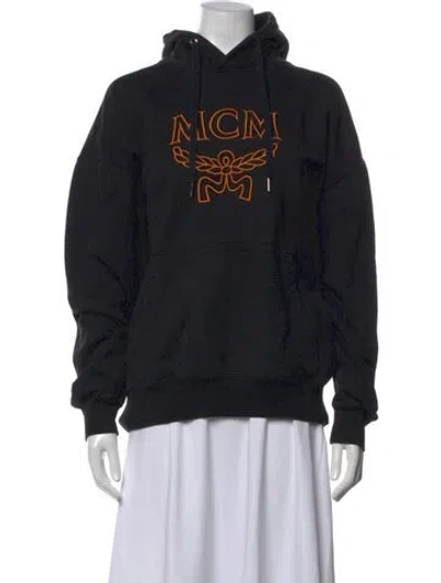 Pre-owned Mcm Graphic Print Crew Neck Hoodie In Black