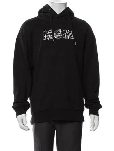 Pre-owned Mcm Graphic Print Crew Neck Hoodie In Black