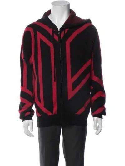 Pre-owned Mcm Graphic Print Crew Neck Hoodie In Black/red