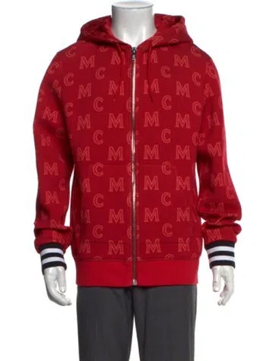 Pre-owned Mcm Graphic Print Crew Neck Hoodie In Red