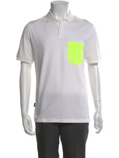 Pre-owned Mcm Graphic Print Crew Neck Polo Shirt In White