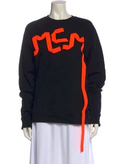 Pre-owned Mcm Graphic Print Crew Neck Sweatshirt In Black
