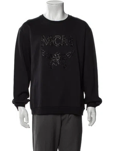 Pre-owned Mcm Graphic Print Crew Neck Sweatshirt In Black