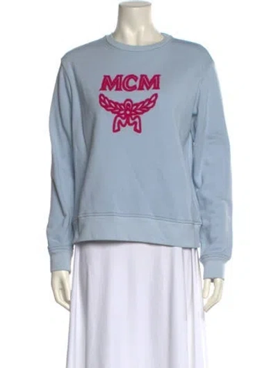 Pre-owned Mcm Graphic Print Crew Neck Sweatshirt In Blue