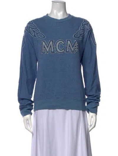 Pre-owned Mcm Graphic Print Crew Neck Sweatshirt In Blue