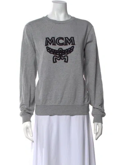Pre-owned Mcm Graphic Print Crew Neck Sweatshirt In Grey
