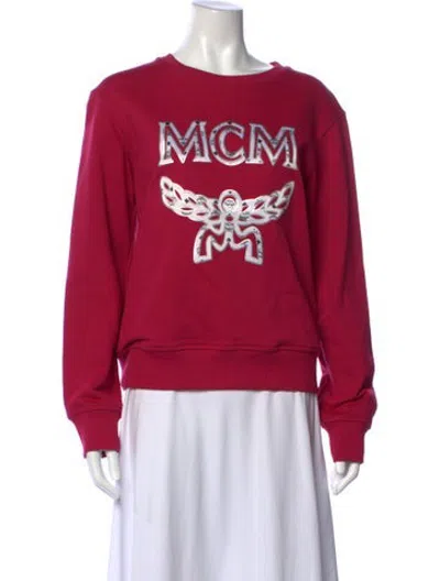 Pre-owned Mcm Graphic Print Crew Neck Sweatshirt In Pink