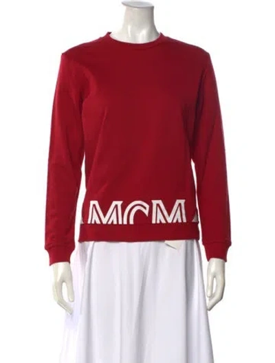 Pre-owned Mcm Graphic Print Crew Neck Sweatshirt In Red