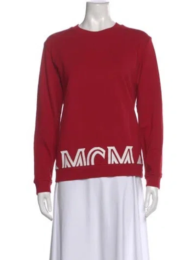 Pre-owned Mcm Graphic Print Crew Neck Sweatshirt In Red