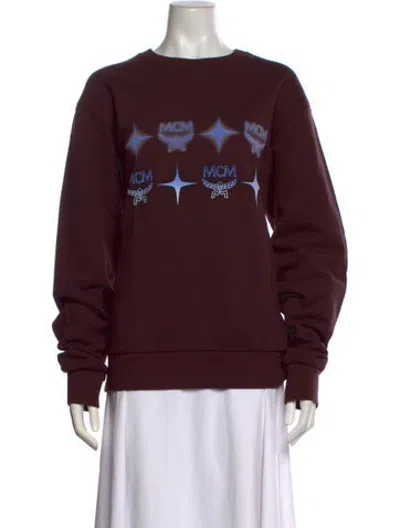 Pre-owned Mcm Graphic Print Crew Neck Sweatshirt W/ Tags In Burgundy