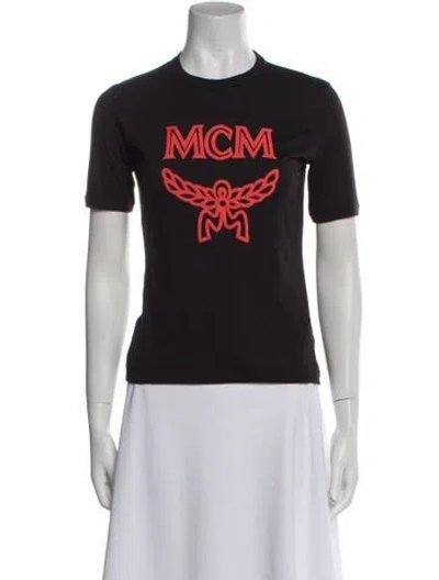 Pre-owned Mcm Graphic Print Crew Neck T-shirt In Black