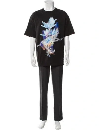 Pre-owned Mcm Graphic Print Crew Neck T-shirt In Black