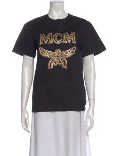 Pre-owned Mcm Graphic Print Crew Neck T-shirt In Black