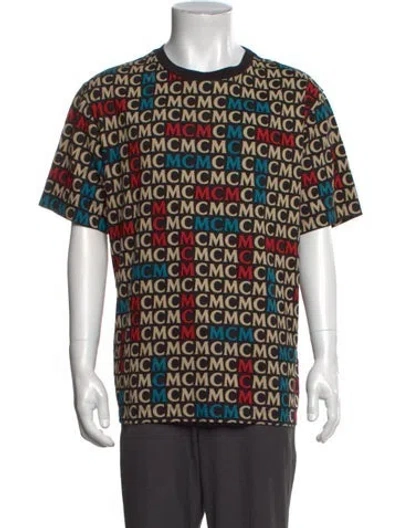 Pre-owned Mcm Graphic Print Crew Neck T-shirt In Black