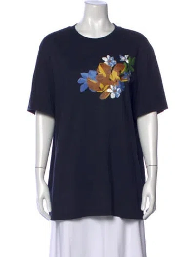 Pre-owned Mcm Graphic Print Crew Neck T-shirt In Blue