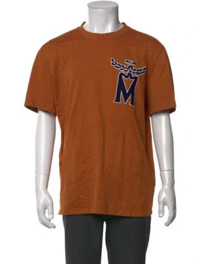 Pre-owned Mcm Graphic Print Crew Neck T-shirt In Brown/orange