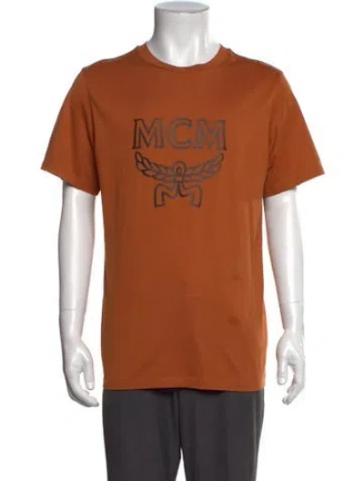 Pre-owned Mcm Graphic Print Crew Neck T-shirt In Orange