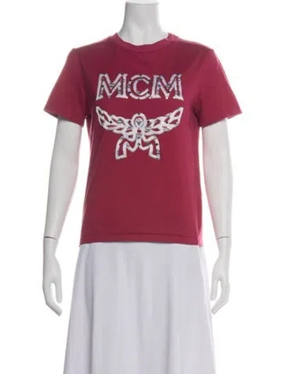 Pre-owned Mcm Graphic Print Crew Neck T-shirt In Pink