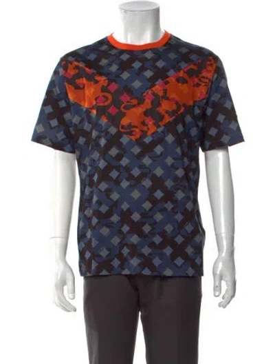 Pre-owned Mcm Graphic Print Crew Neck T-shirt W/ Tags In Blue
