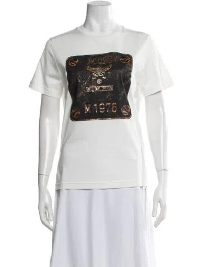 Pre-owned Mcm Graphic Print Crew Neck T-shirt W/ Tags In White