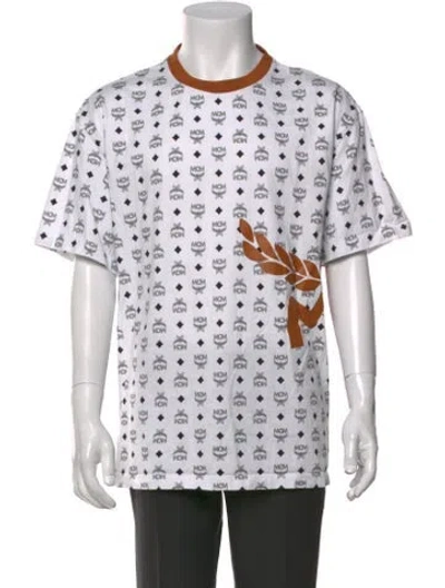 Pre-owned Mcm Graphic Print Crew Neck T-shirt In White