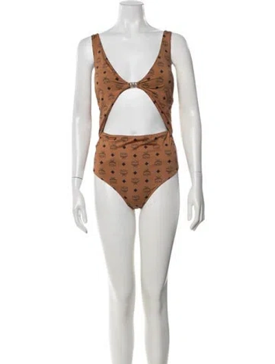 Pre-owned Mcm Graphic Print Cutout Accent One-piece W/ Tags In Multicolor