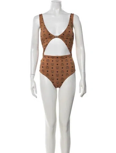 Pre-owned Mcm Graphic Print Cutout Accent One-piece W/ Tags In Multicolor