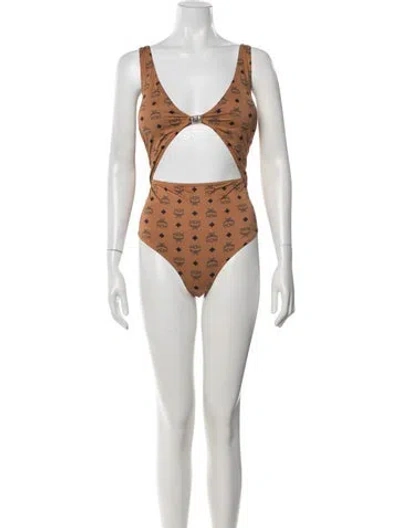 Pre-owned Mcm Graphic Print Cutout Accent One-piece W/ Tags In Multicolor